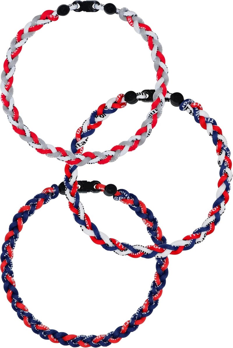 SUPBOMM 3 pcs Baseball Rope Necklaces, League Team Colors Braided Necklace, Baseball Team Gifts - Image 1